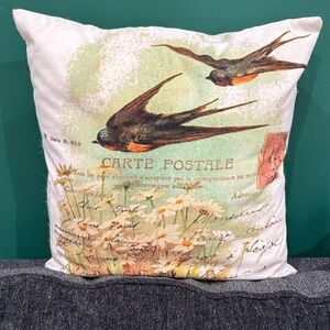 Source Unknown Vintage Swallow Accent Pillow